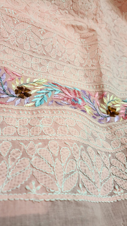 Pink chikankari : parsi gara shirt
