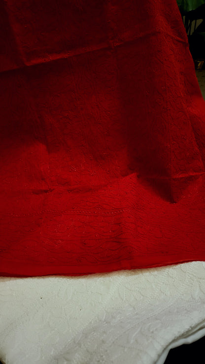 Deep red : chikankari shirt