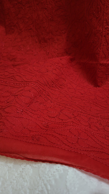Deep red : chikankari shirt