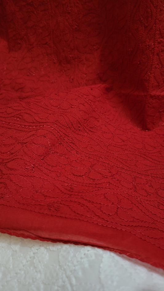 Deep red : chikankari shirt
