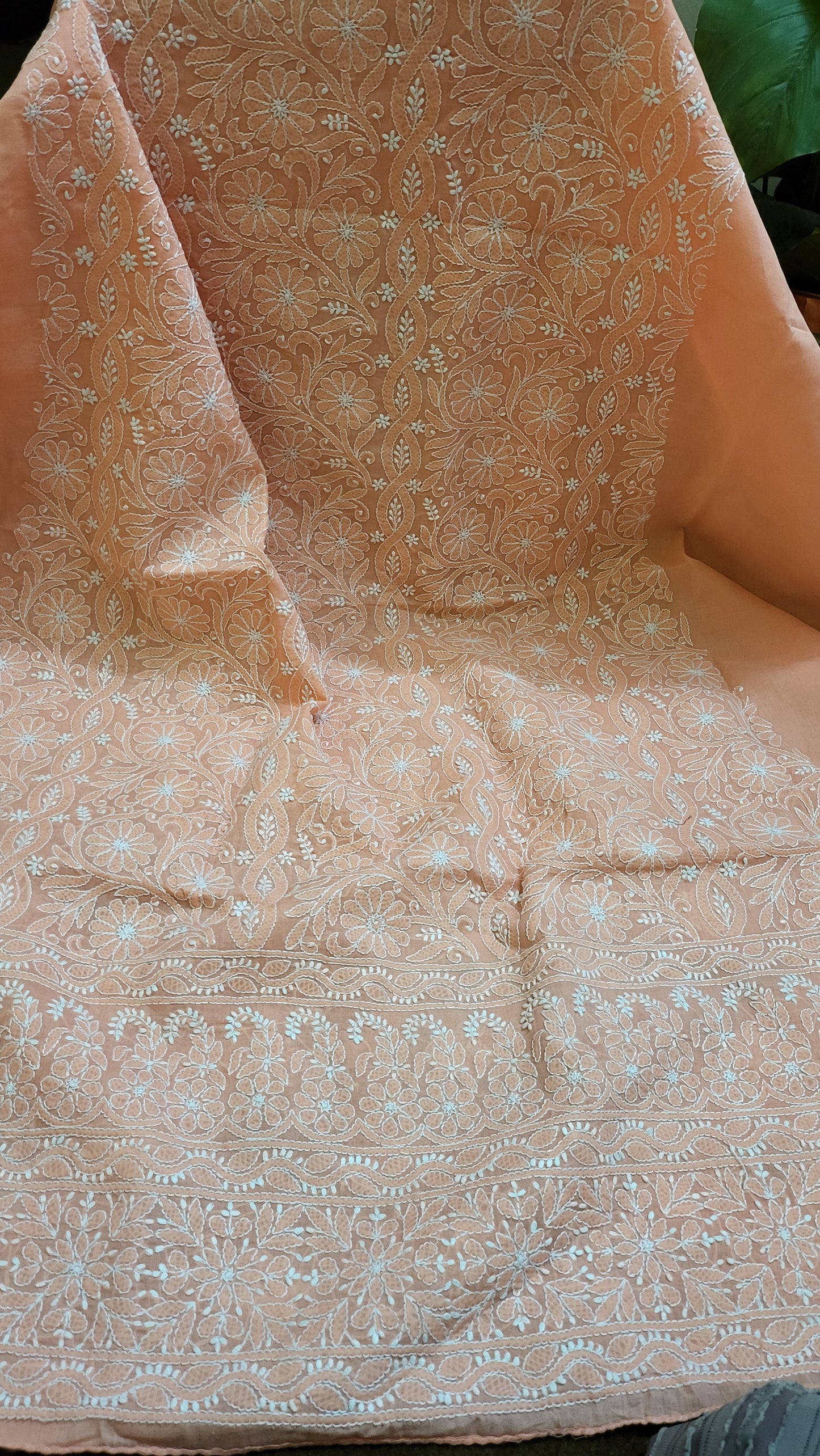 Peach : chikankari shirt