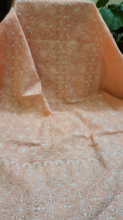 Peach : chikankari shirt