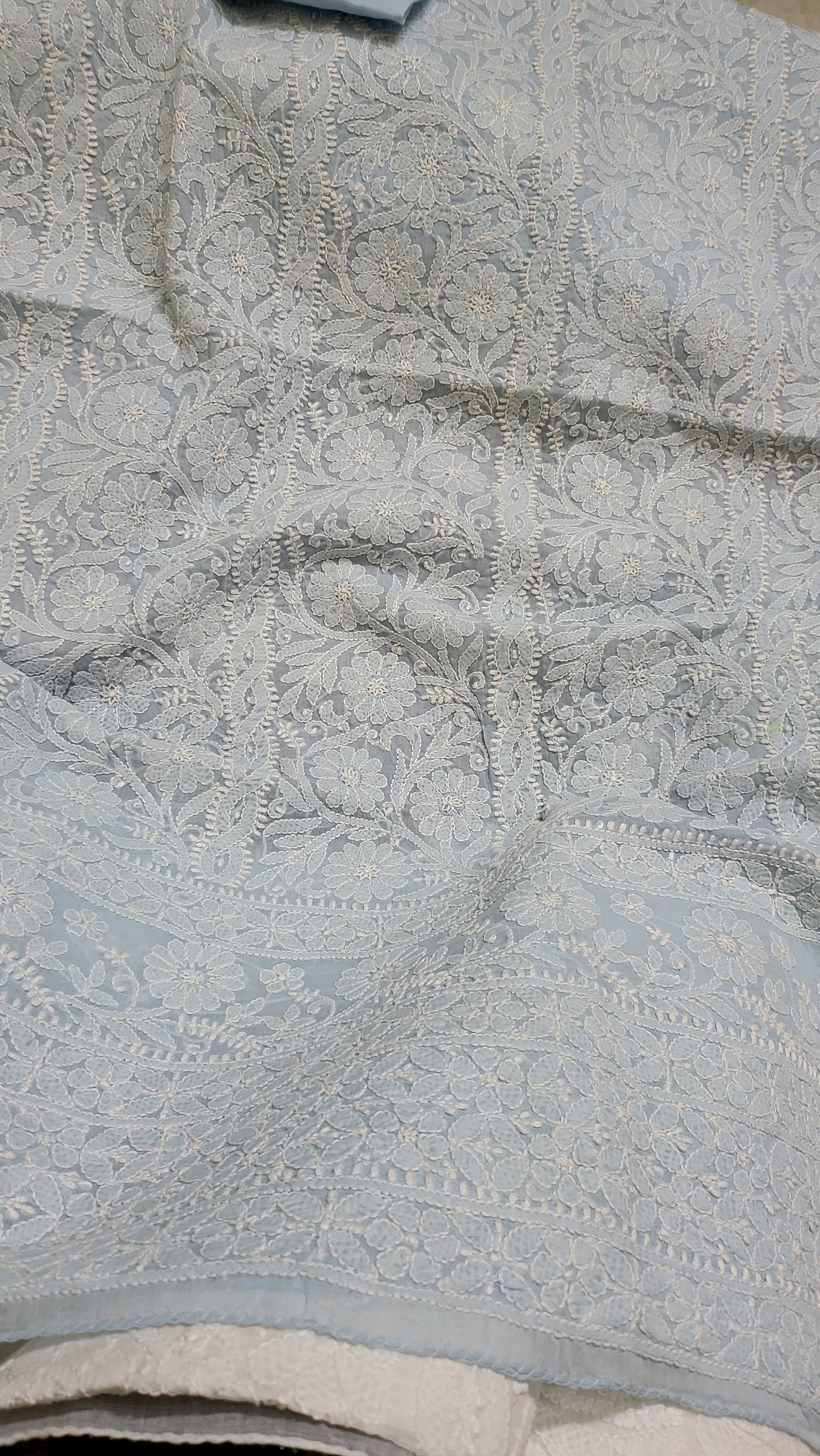 Ice blue : chikankari shirt