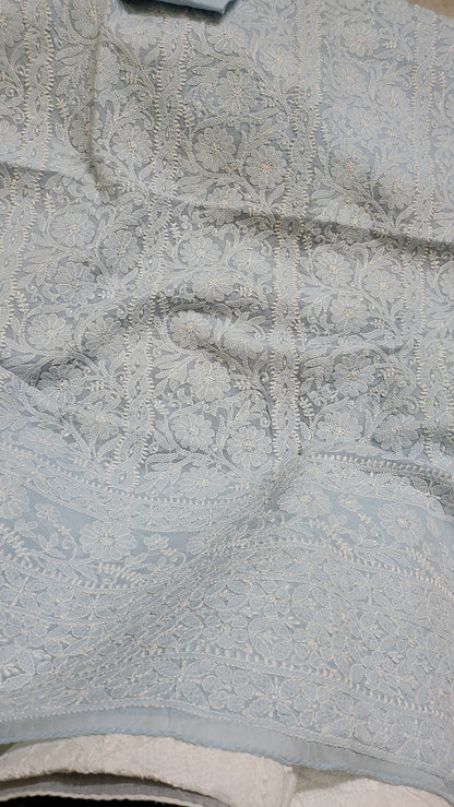 Ice blue : chikankari shirt