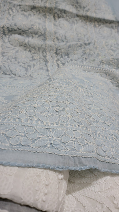 Ice blue : chikankari shirt