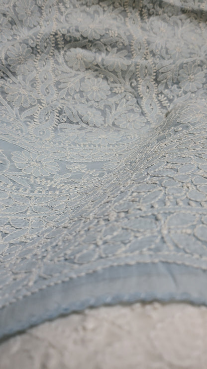 Ice blue : chikankari shirt