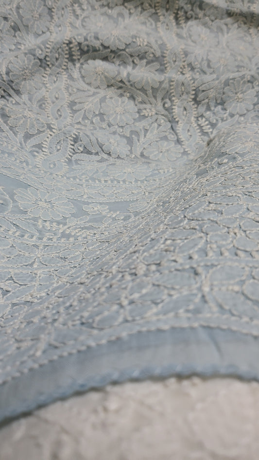 Ice blue : chikankari shirt