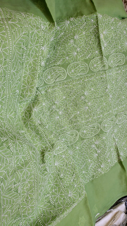 Apple green : chikankari shirt