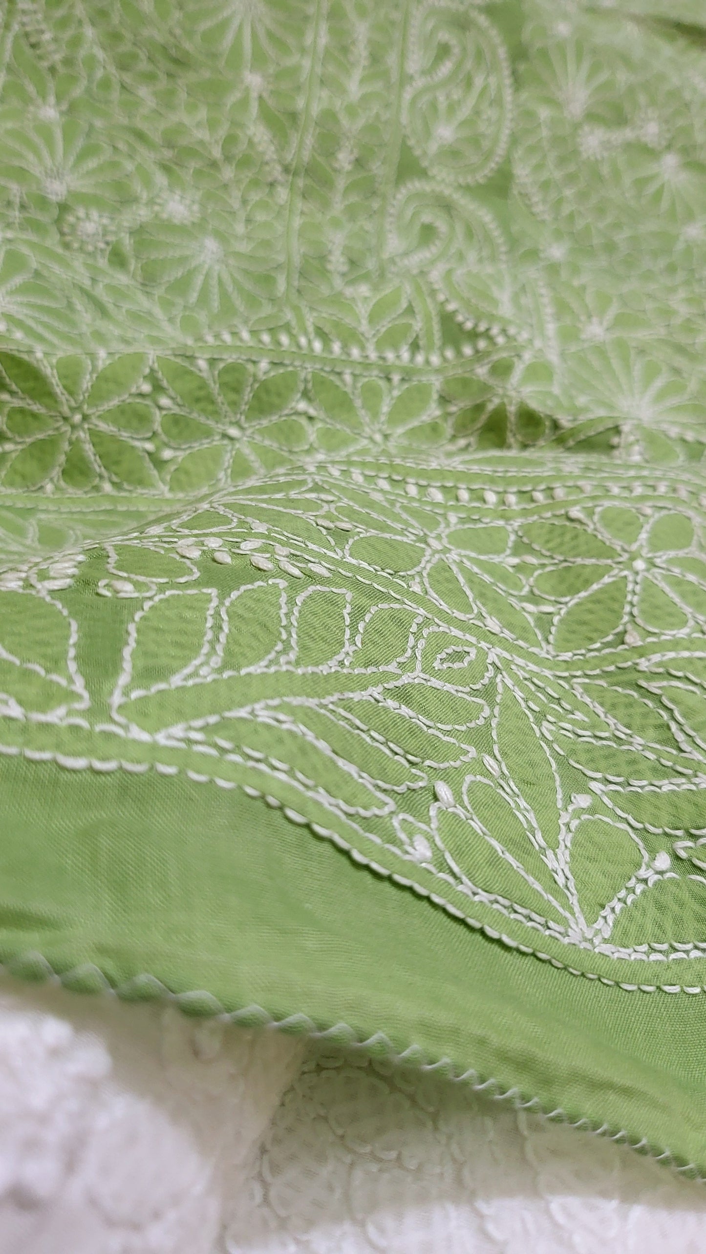 Apple green : chikankari shirt