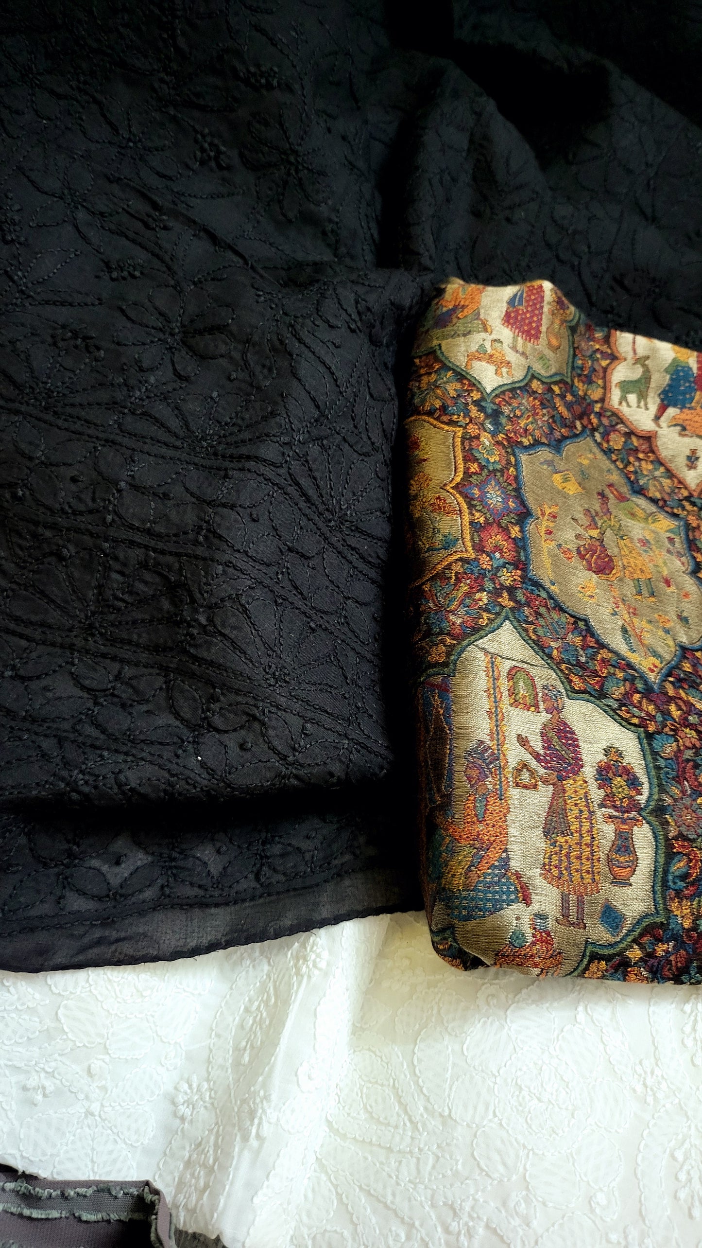 Combo offer : chikankari with silk shawl