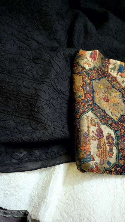 Combo offer : chikankari with silk shawl