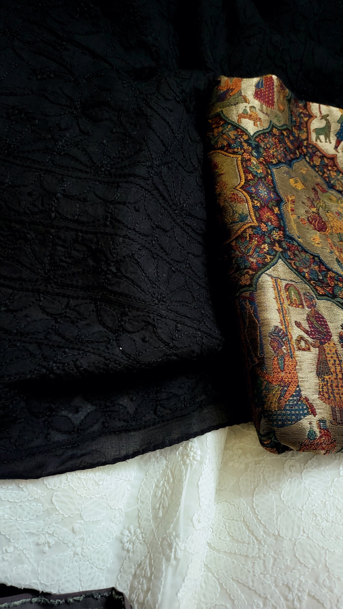 Combo offer : chikankari with silk shawl