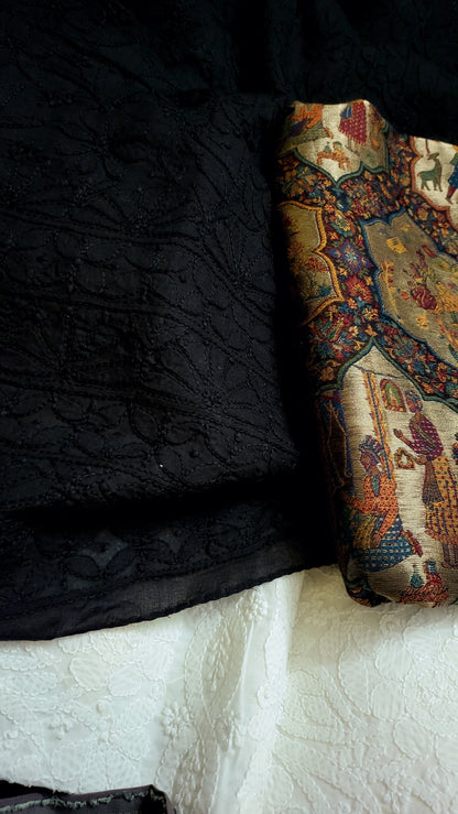 Combo offer : chikankari with silk shawl