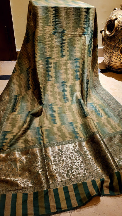 Ikaat shawl : Moonlight pashmina
