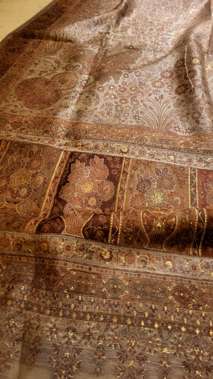 Brown : silk kaani shawl
