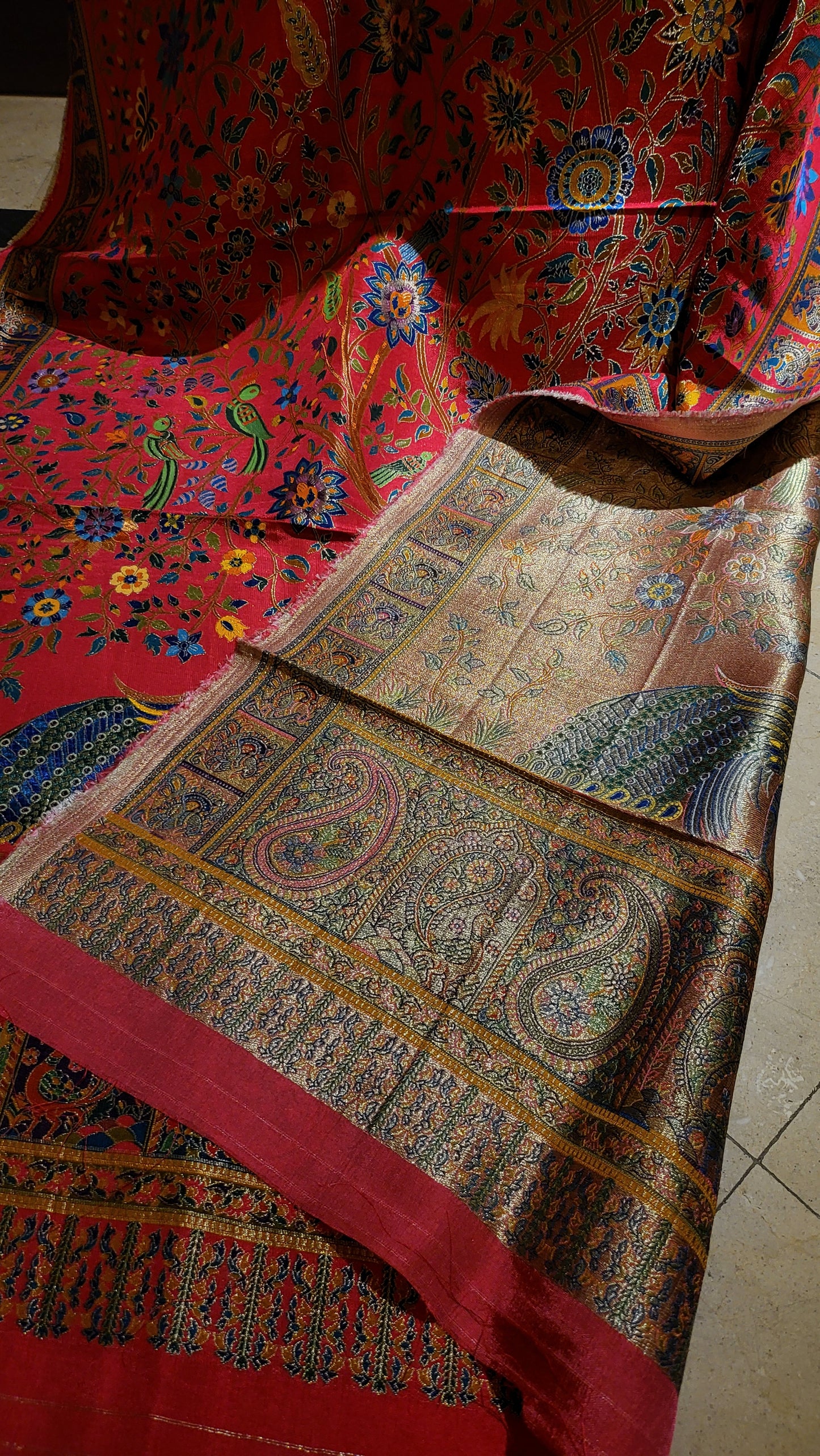 Meenakari silk shawl