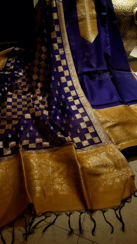 Silk kaani suit : purple