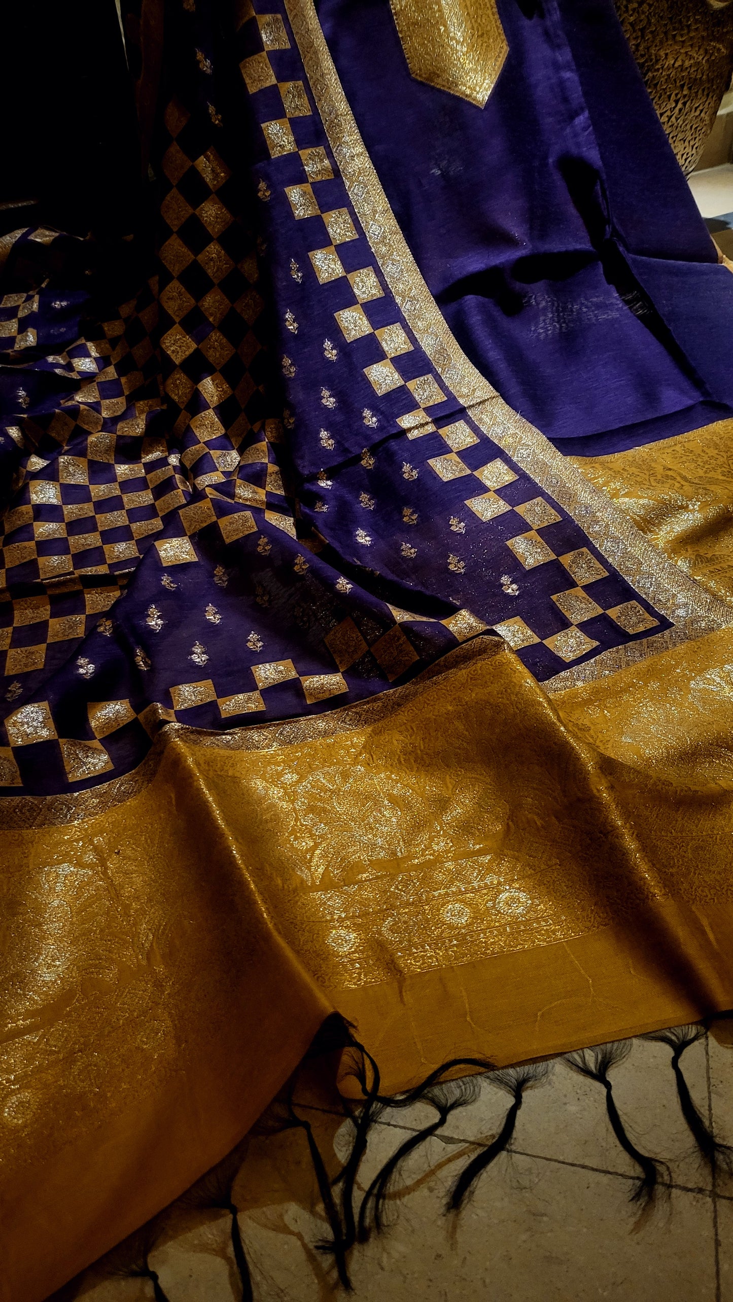 Silk kaani suit : purple