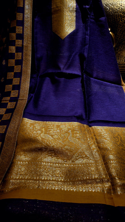 Silk kaani suit : purple