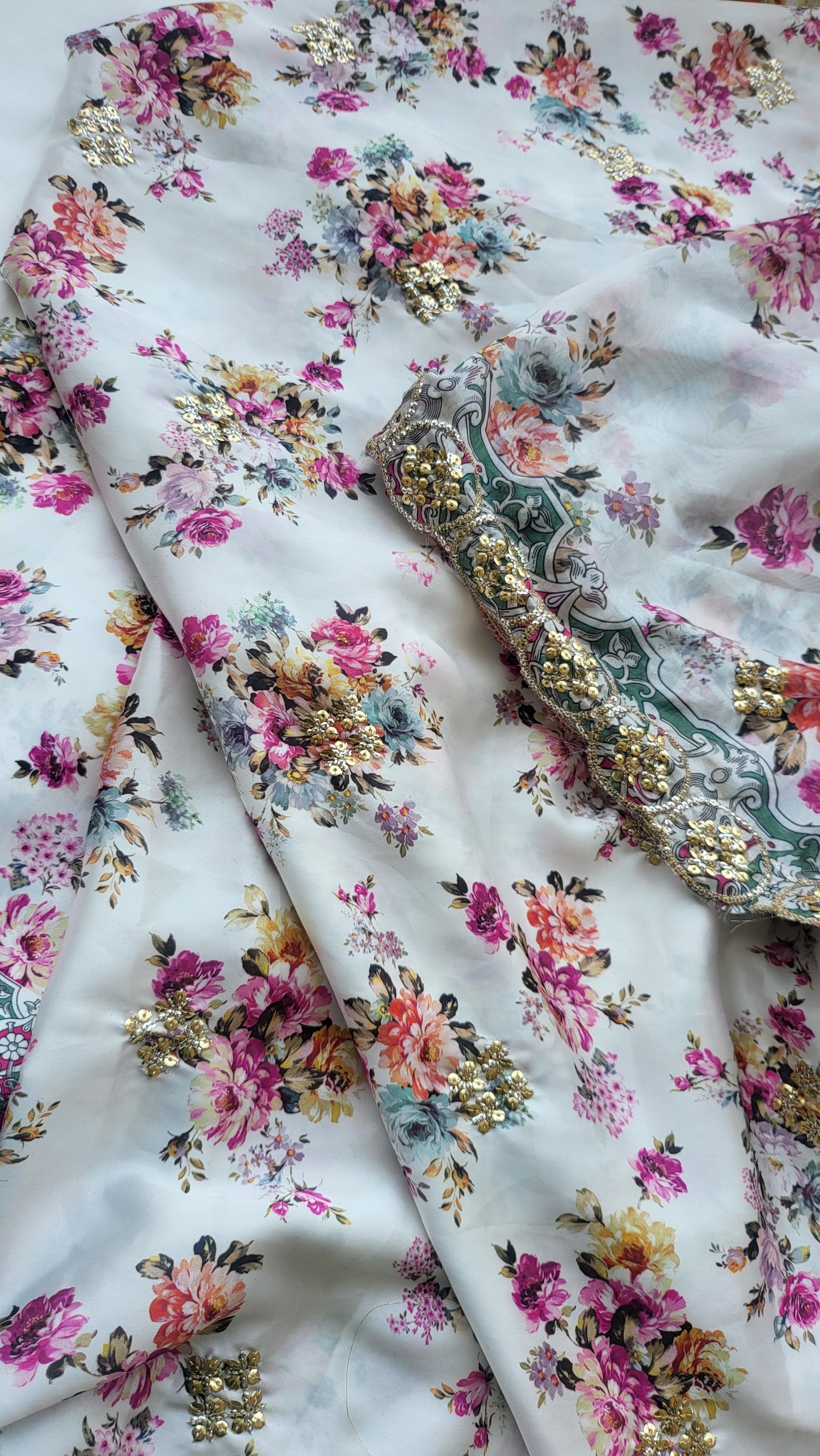 Silk with hand work: suit