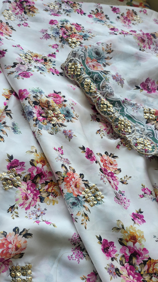 Silk with hand work: suit