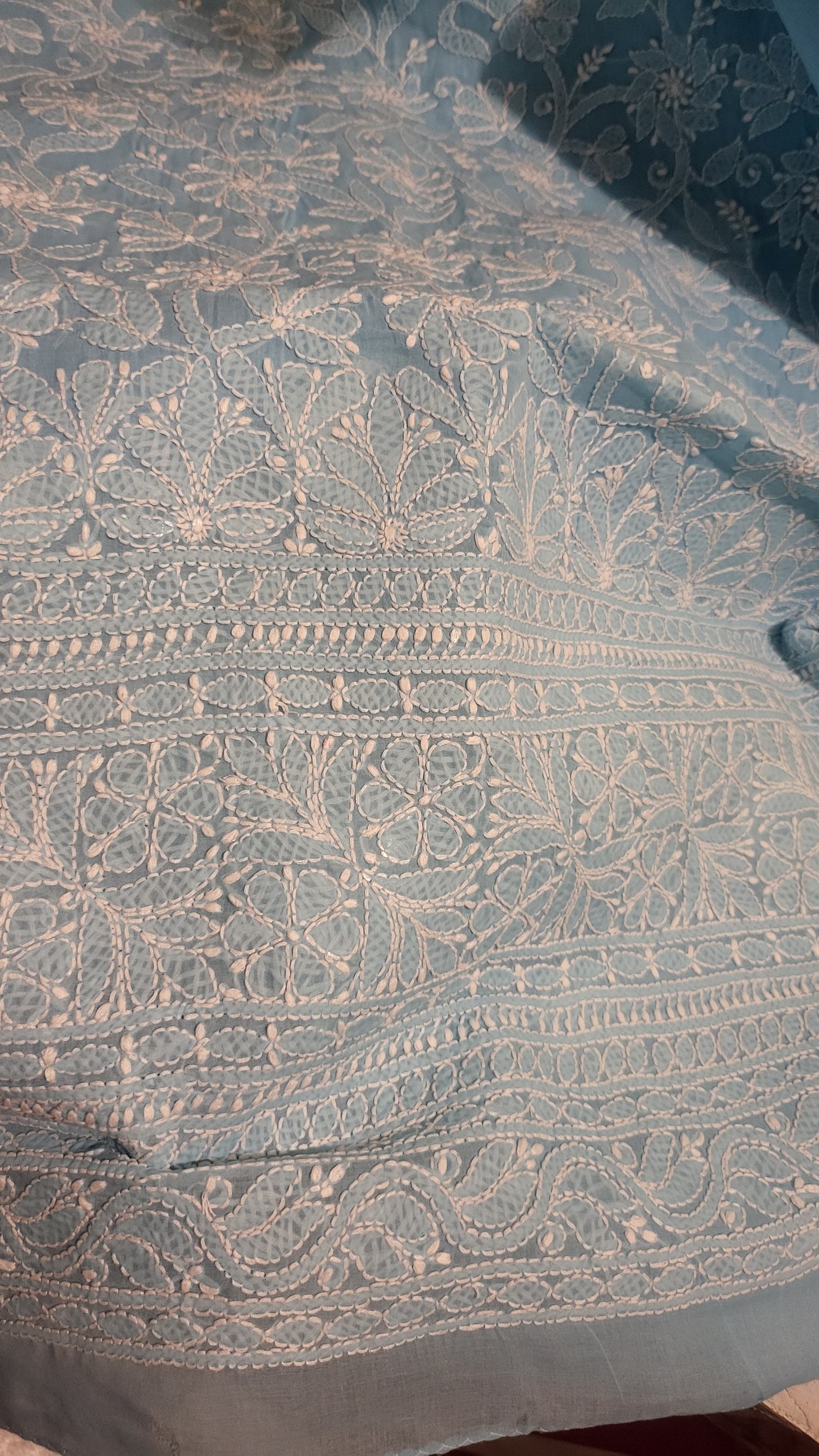 Chikankari shirt : Ice blue