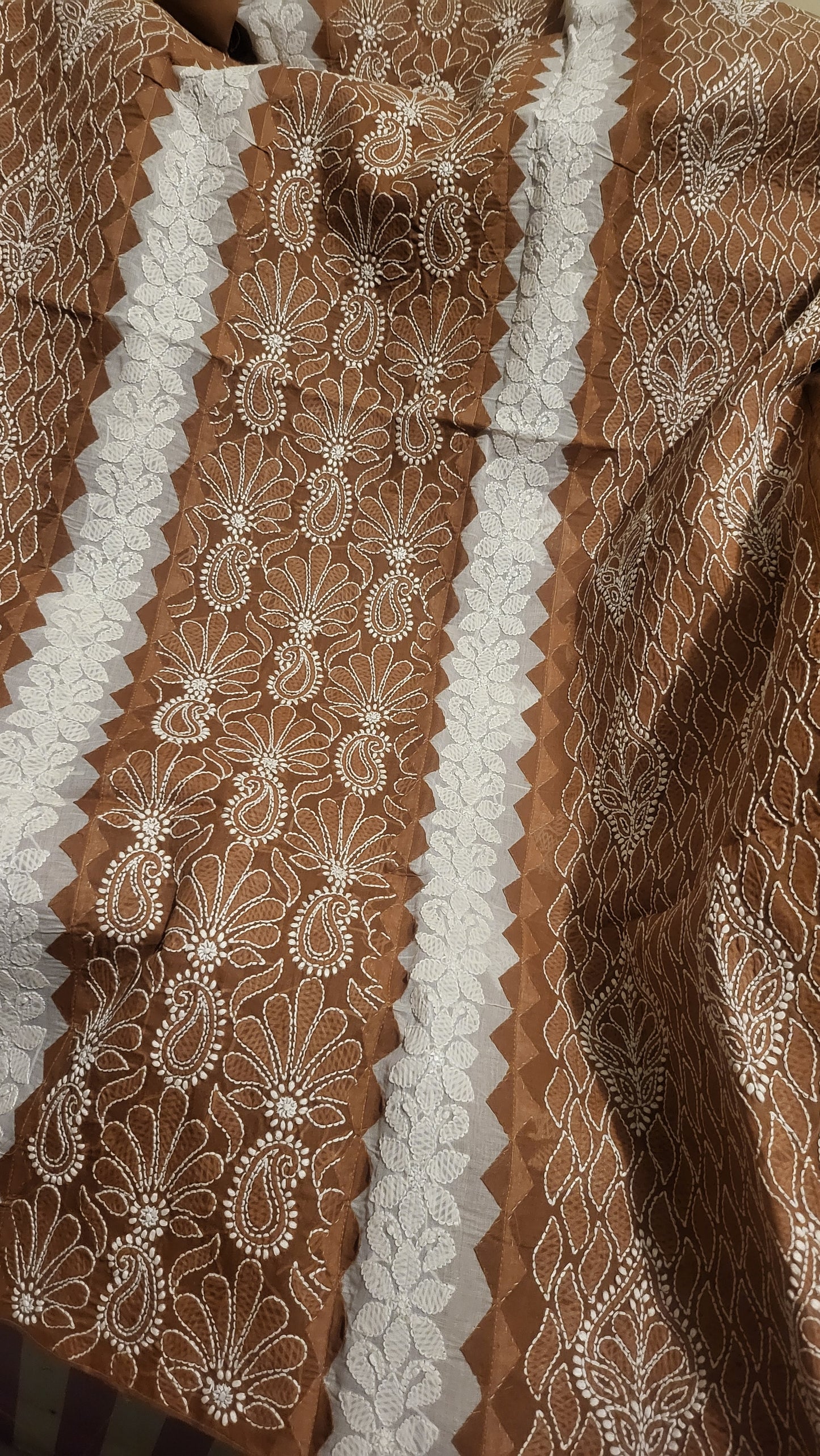 Brown : Appliqued chikankari shirt