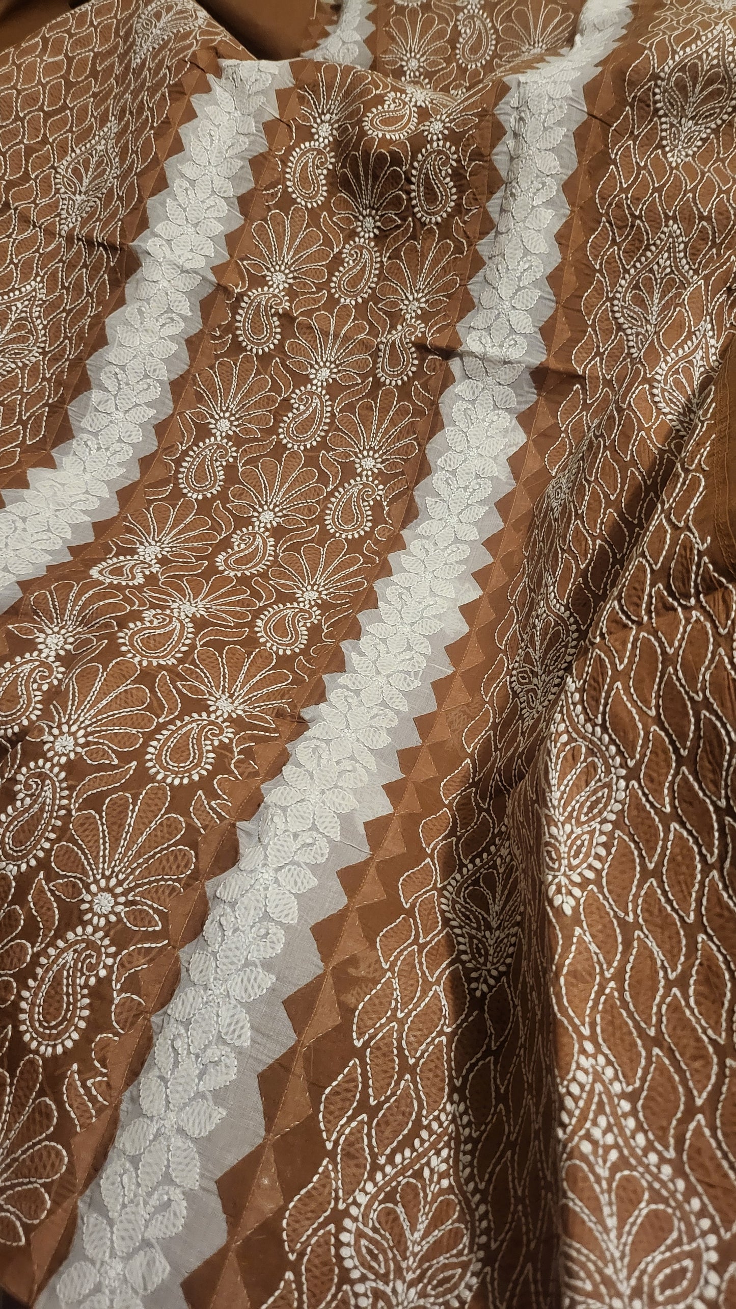 Brown : Appliqued chikankari shirt