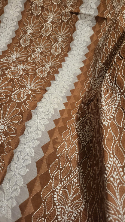 Brown : Appliqued chikankari shirt
