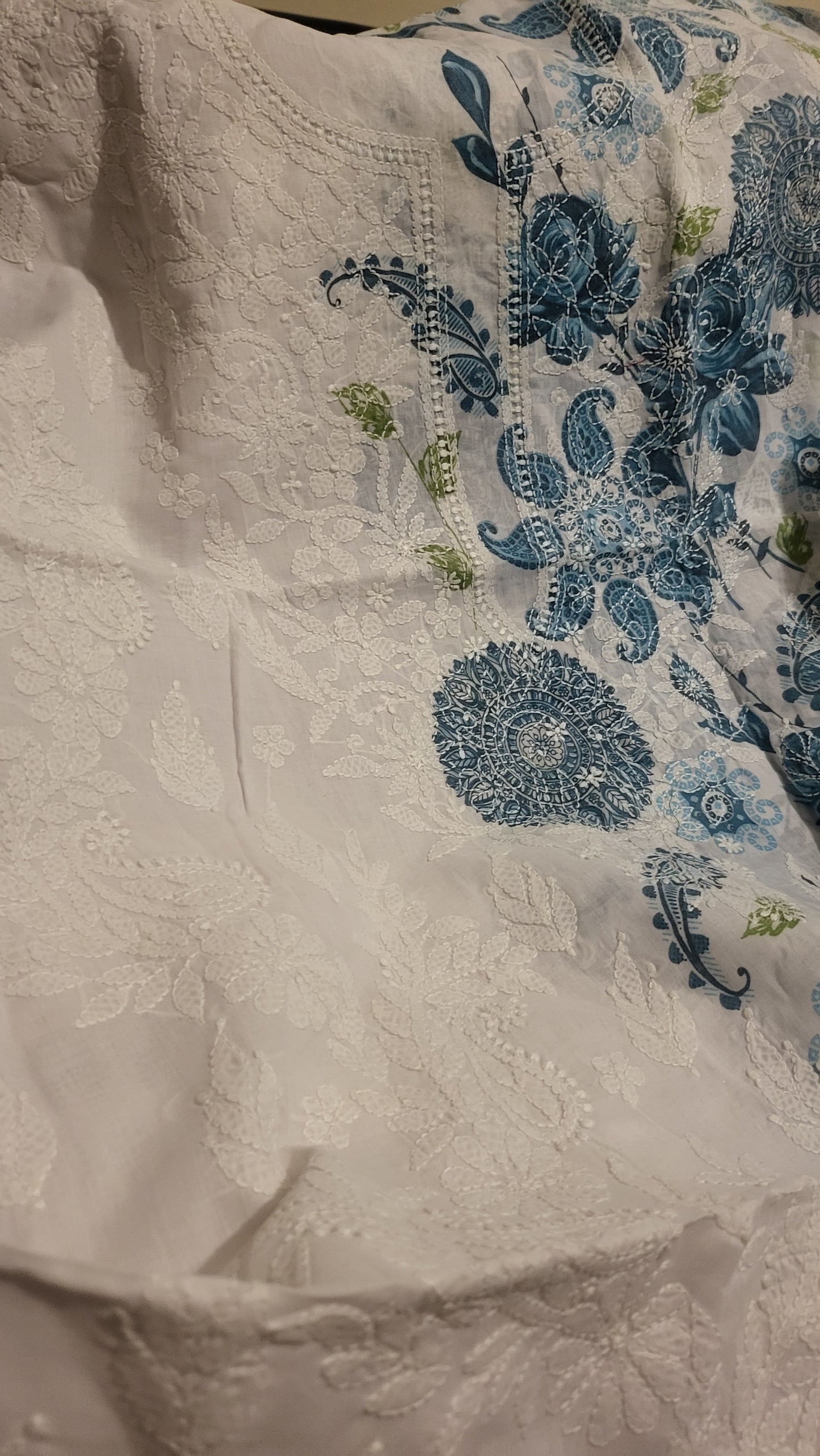Floral blue : chikankari shirt