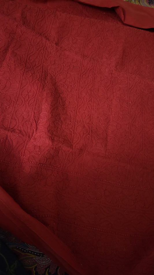 Red : chikankari shirt