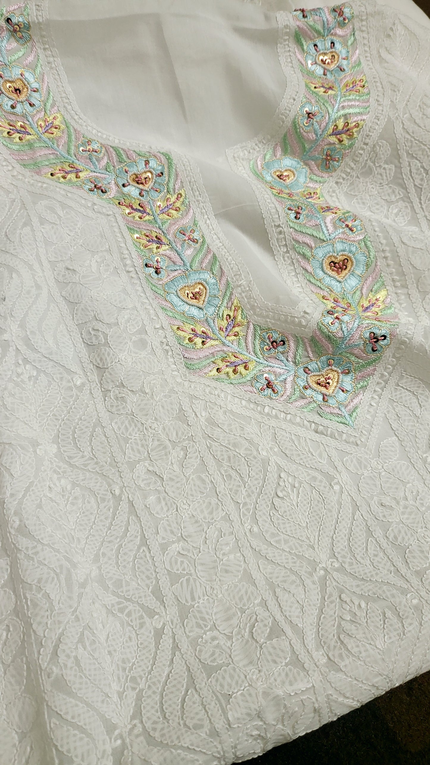 Parsi Gara : white chikankari shirt