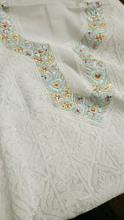 Parsi Gara : white chikankari shirt