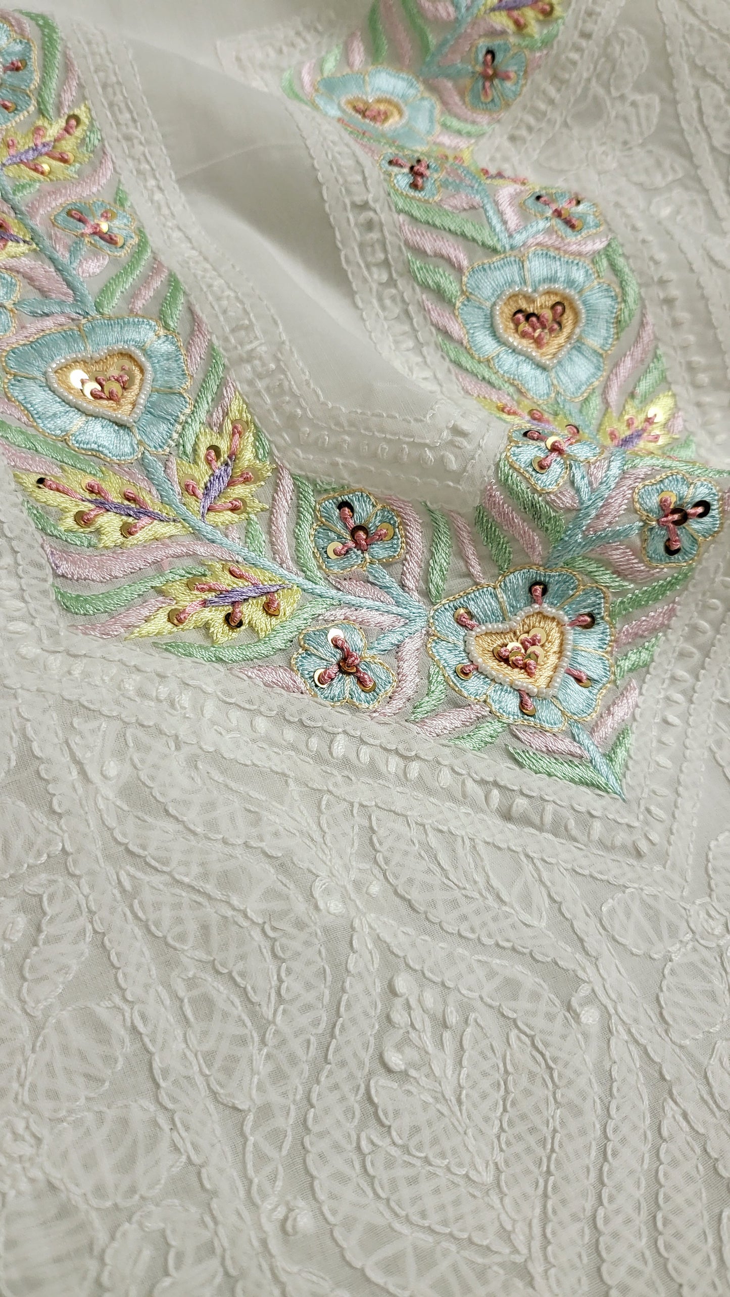 Parsi Gara : white chikankari shirt