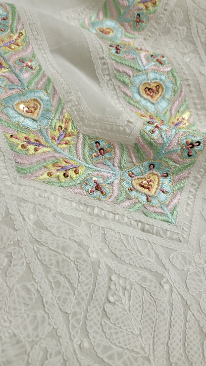 Parsi Gara : white chikankari shirt