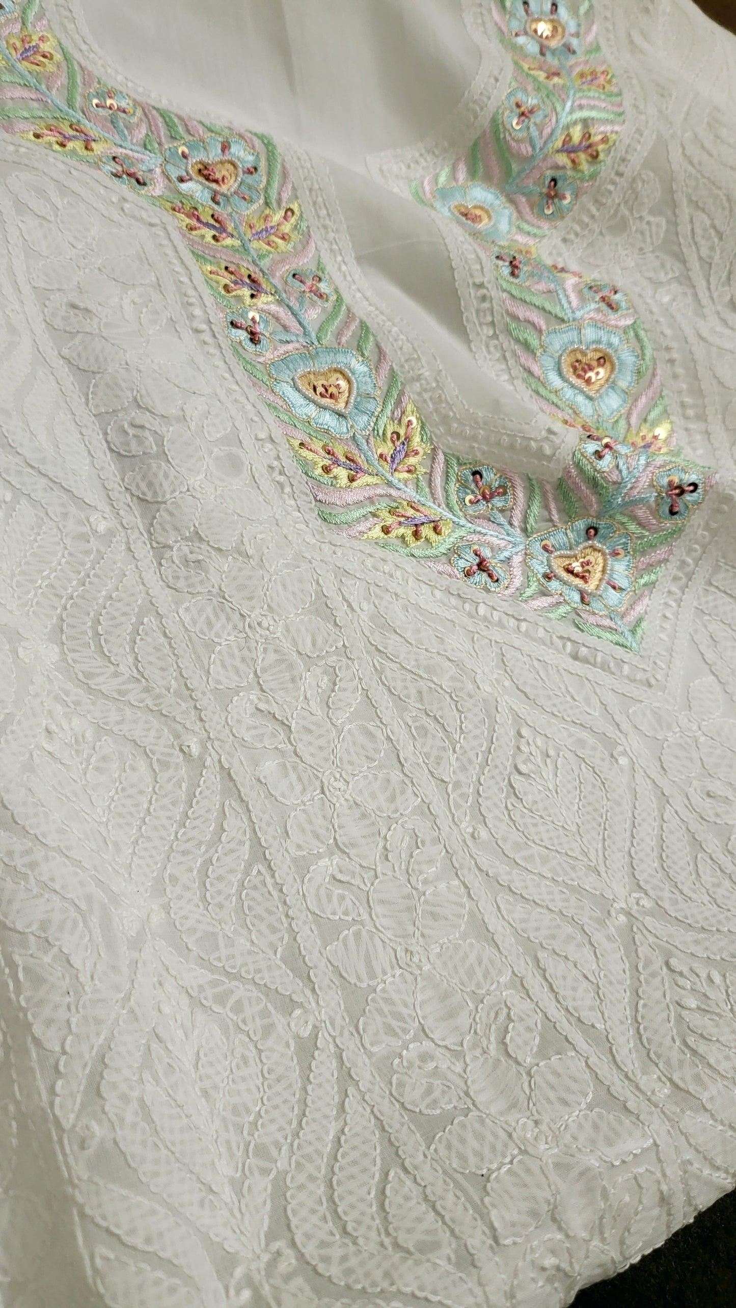 Parsi Gara : white chikankari shirt
