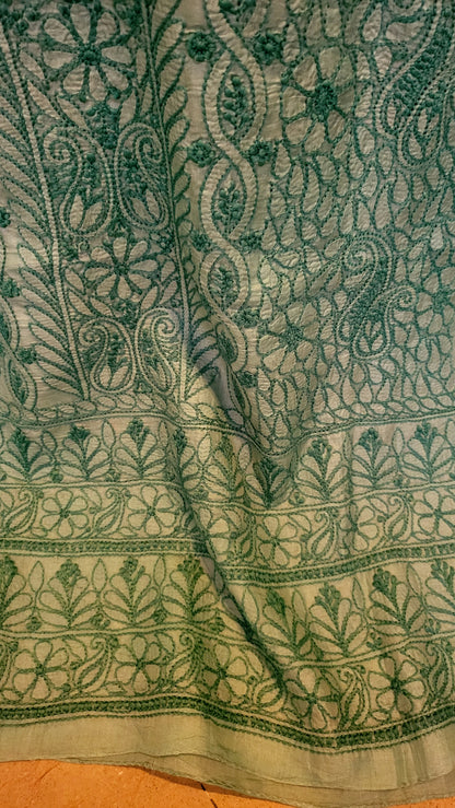 Pure tusser silk : chikankari shirt