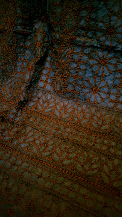 Pure tusser silk : chikankari shirt