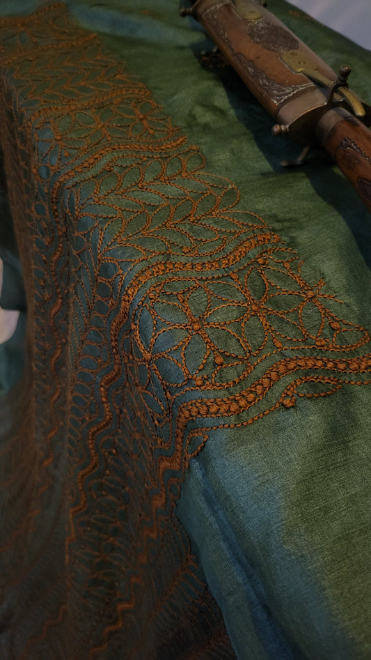 Pure tusser silk : chikankari