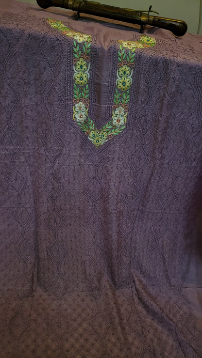 Pure tusser silk : Parsi gara chikankari