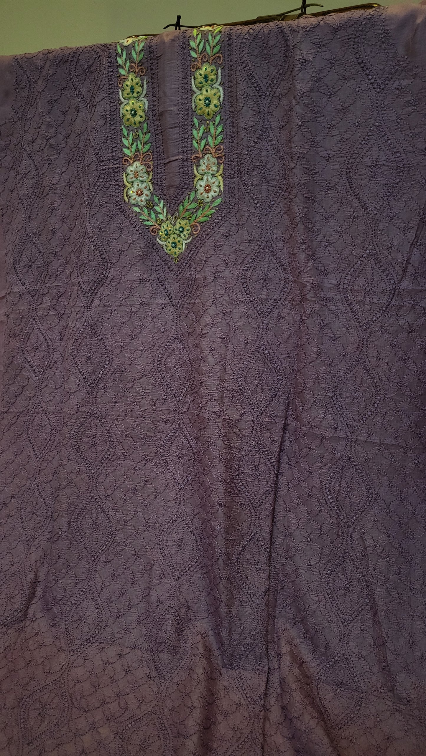 Pure tusser silk : Parsi gara chikankari