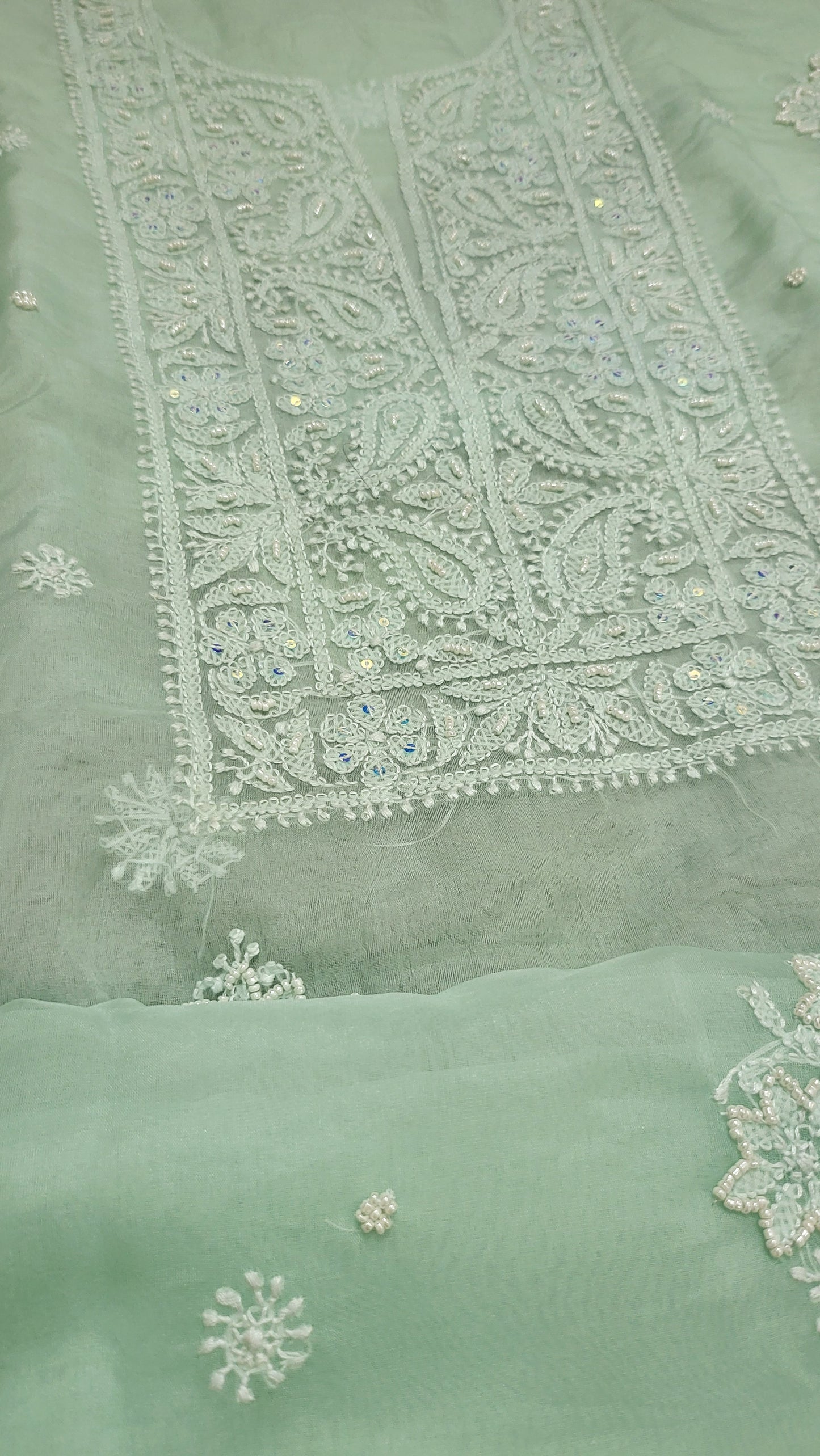 Seagreen : Lucknowy chikankari suit
