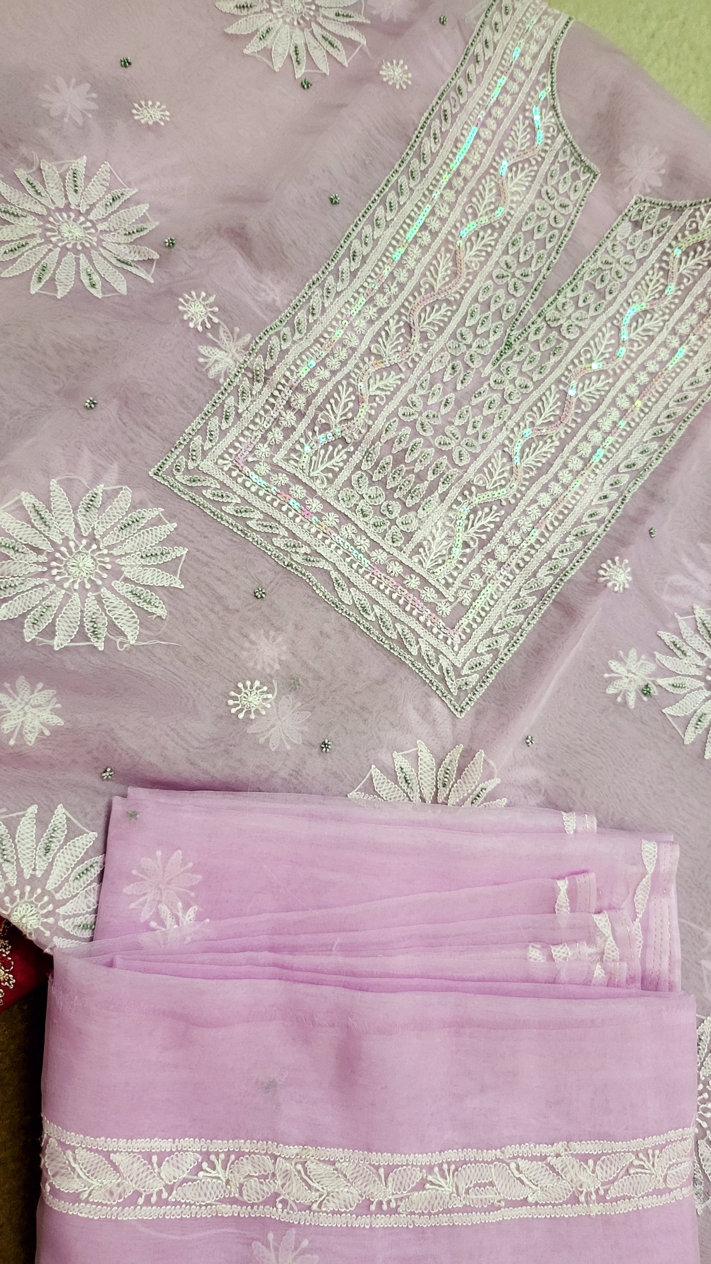 Purple : Lucknowy chikankari