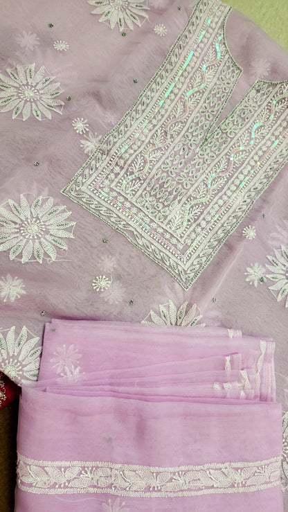 Purple : Lucknowy chikankari