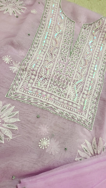 Purple : Lucknowy chikankari