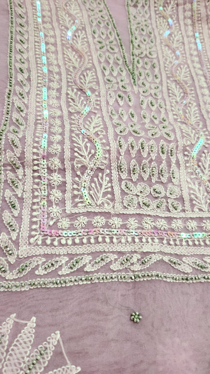 Purple : Lucknowy chikankari
