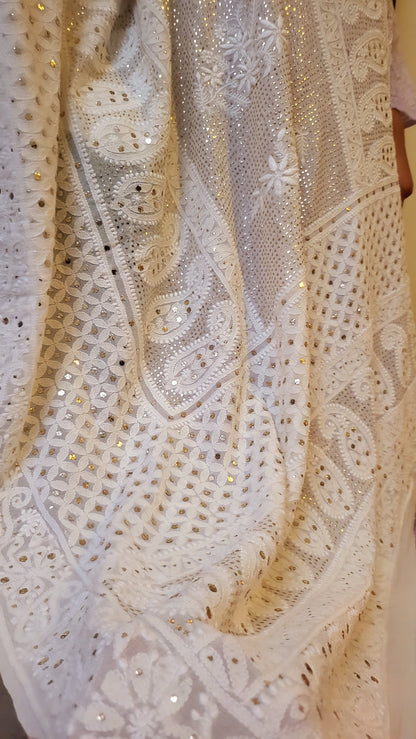 Pure chikankari Dupata : Lucknowy