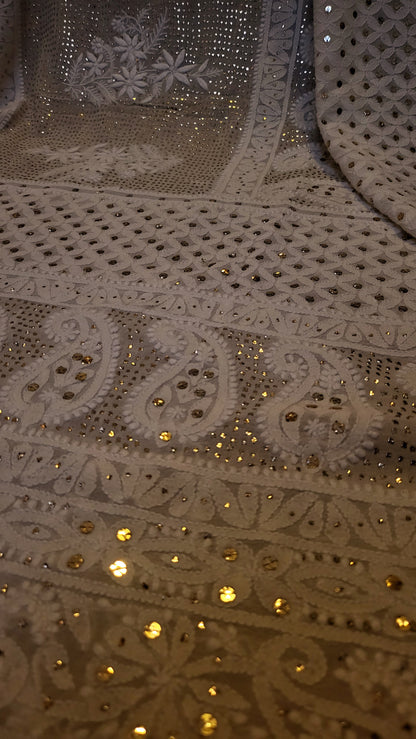 Pure chikankari Dupata : Lucknowy