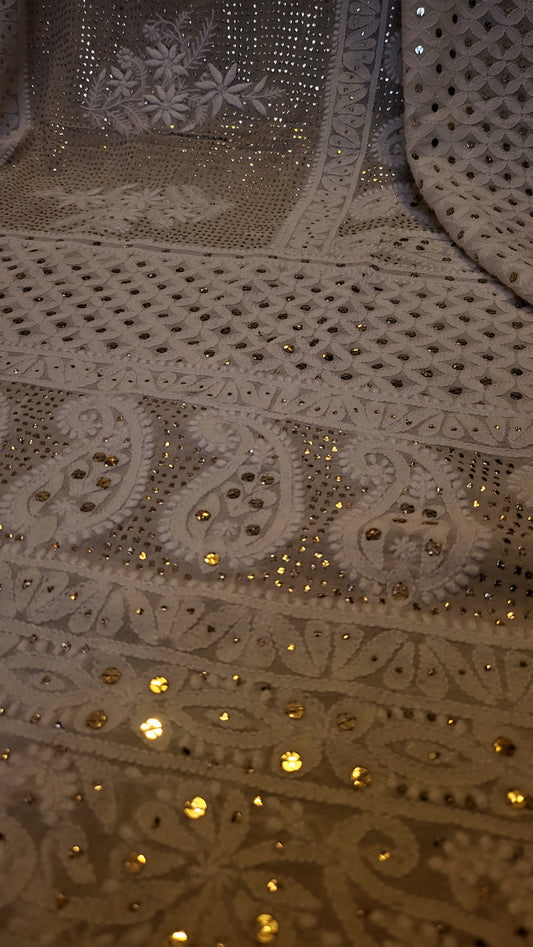 Pure chikankari Dupata : Lucknowy