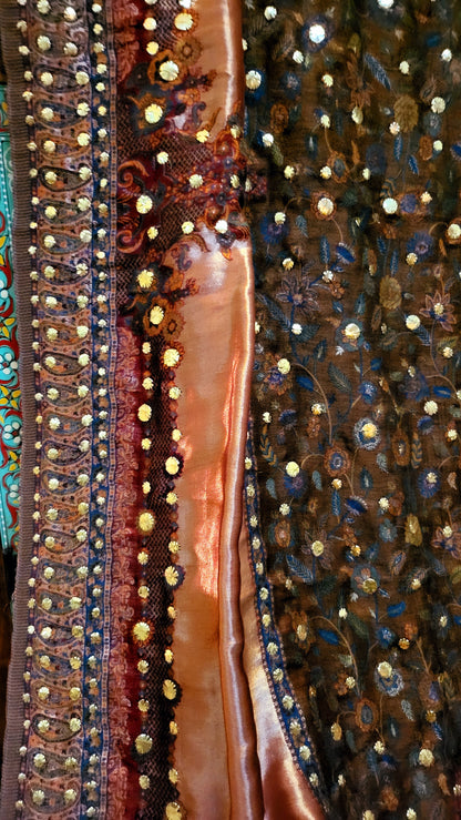 Silk kaani :Dupata with kamdani